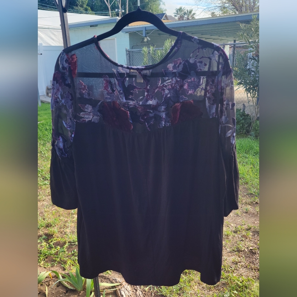 JohnPaulRichard Black Floral Sheer Blouse - Picture 4 of 6